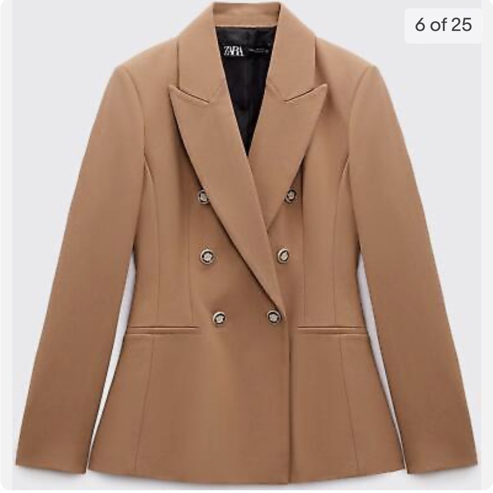 Camel Zara Blazer with Gold Buttons